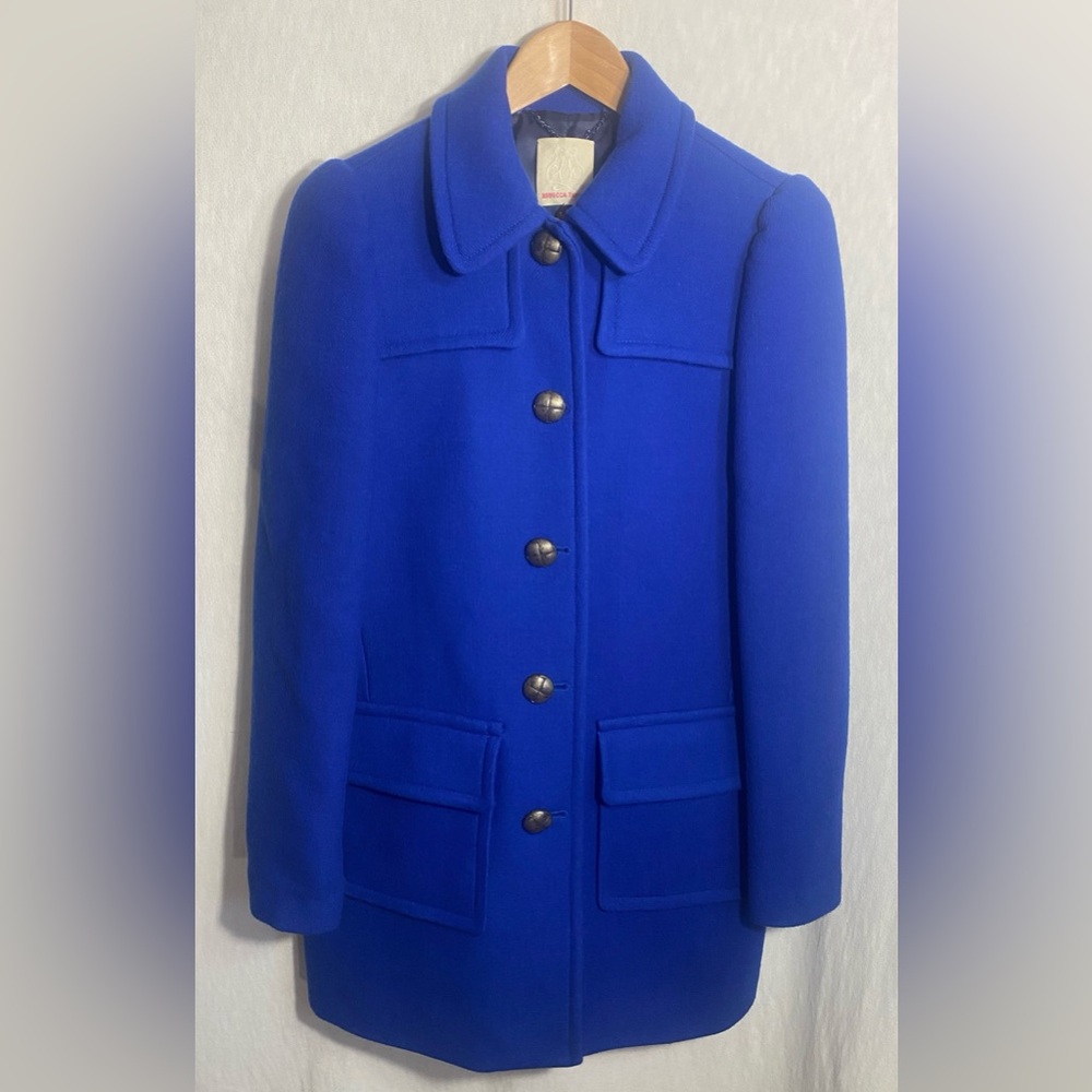 Rebecca Taylor Women’s Royal Blue Wool Blend Coat Jacket Size M